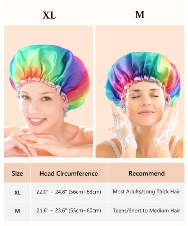 Buy Mikimini XL Shower Hood for Women | Waterproof Double-Lined 2-Pack | Soft & Fashionable Rainbow Design for Long Hair - Buy Online on SooperMarket.com