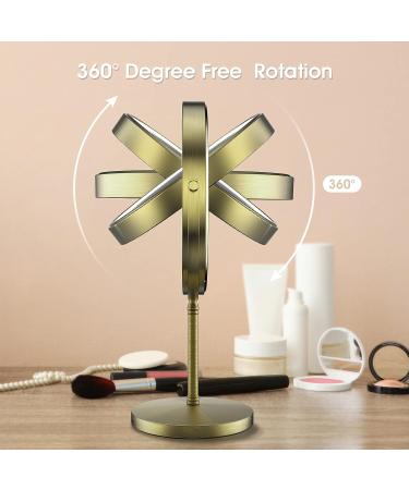 Zelaxy 8 Rechargeable Makeup Vanity Mirror with Lights - Double Sided 1X 10X Magnifying, 3 Color Lighting, Touch Sensor Dimming, Bronze - Buy Online on SooperMarket.com