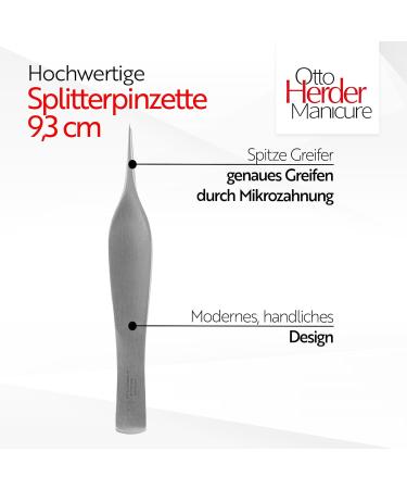 Otto Herder Manicure Splinter Tweezers 9.3 cm - Stainless Steel Pointed Tip Precision Tweezers for Flawless Grooming - Buy Online on SooperMarket.com