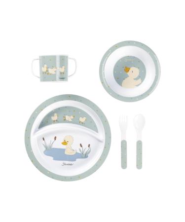 Cockpage set duck Edda Lou Steingr n 5 set for boys and girls consisting of handle cup plates Breischale each with the non -slip bottom and spoon and fork