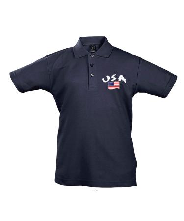 Supportershop Unisex Kids Polo Enfant Rugby Polo Shirt USA FR : L (Manufacturer Size : 8 years) Blue