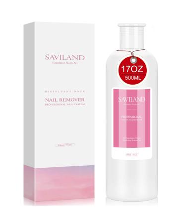 Saviland Nail Gel Polish Remover - Professional Non-Acetone Nail Lacquer Remover Liquid 17oz for Remove Soak-Off Gel Nail Gel Polish, Glue, Glitter, Powder and Acrylic
