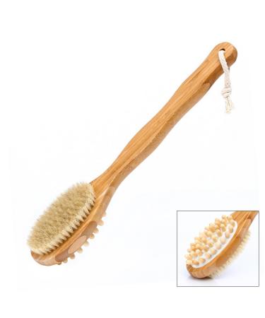 MCUILEE Wooden Brush Bath Brushes Body Brush Massager Shower Brush Long Handle Bath Back Brush with Bristles