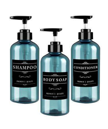 3 pieces 500 ml of empty pumping bags blue shampoo bottle pump dispenser shampoo donor for shower shampoo bottles for filling body soap shampoo conditioner