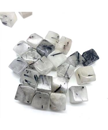5pc 18mm-25mm Black Tourmaline in Quartz Tumbled Stone Gemstone Polishing Cube ERTEYIN - Buy Online on SooperMarket.com