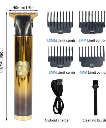 Dous T9 Electric Hair - T-Electric Cordless Beard Trimmer Cordless T-Hair Trimmer for Mustaches Nose Hair Grooming with 4 Guide Comb Gold Black - Buy Online on SooperMarket.com