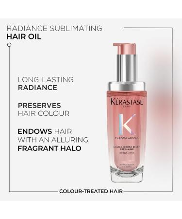 K rastase Chroma Absolu High Shine Hair Oil for Damaged Colour-Treated Hair Lightweight Formula with Lactic Acid Huile Chroma clat Refillable Bottle 75ml - Buy Online on SooperMarket.com