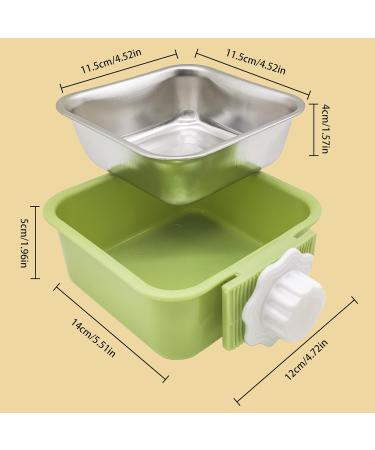 2-in-1 Pet Hanging Bowl for Crates - Small Dog/Puppy/Cat/Rabbit Feeder - Removable Stainless Steel - Green - Ideal for Hamster/Guinea Pig/Ferret - Buy Online on SooperMarket.com
