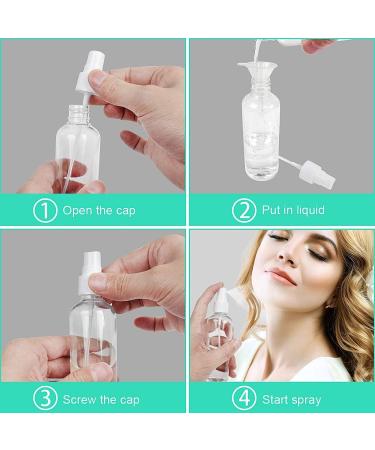 HTHL 4 PCS Set 100ML Spray Bottles Plastic Transparent Mist Spray Bottles with 2 Funnels and 1 Sheet Label Empty Travel Atomiser Refillable Liquid Containers for Perfume Cosmetic and Liquids Clear - Buy Online on SooperMarket.com