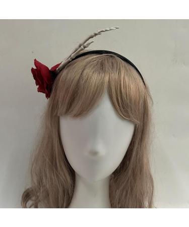 IMIKEYA Halloween Headband Red Rose Skull Headband Day Of The Dead Flowers Hairband with Skeleton Hand Zombie Bridal Cosplay Costume Hair Accessories - Buy Online on SooperMarket.com