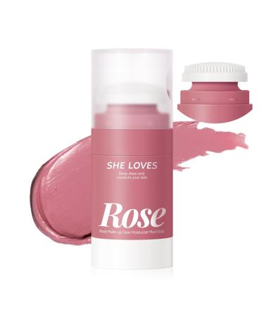Rose Face Makeup Remover Creams Nourishing Cleansing Balm with a Silicone Brush Facial Deep Cleansing & Nourishing Balm To Oil Moisturizing Skin Cleansing Gentle & Soothing Facial Skin Rose Makeup Remover Stick