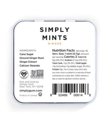 Simply Gum Ginger Mints - 1.1 OZ Fresh Ginger Flavor (Pack of 1) - Buy Online on SooperMarket.com