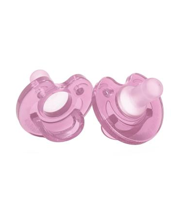 Soother pacifier suitable for Nicu pacifier for premature babies and newborns pacifier made of 100% silicone for newborns 2 pieces (pink)