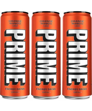 Prime Energy Drink Orange Mango Can 330ml 3 Pack KSI & Logan Paul