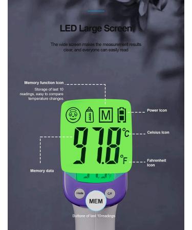 Accurate Non-Contact Infrared Thermometer for Adults | Forehead Fever Alarm & Memory Function - Buy Online on SooperMarket.com