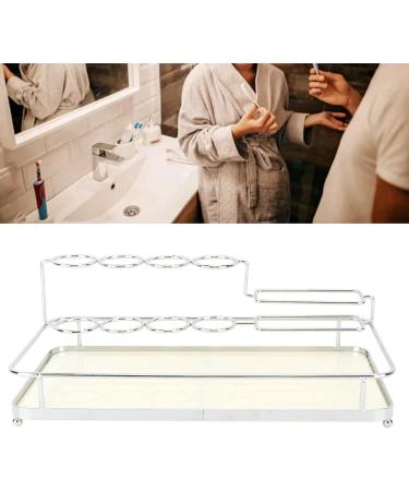 Syrisora Iron-Mouth Toothbrush Holder - Stylish Silver & White Acrylic Storage for Toothbrush & Toothpaste - Effective Bathroom Organization - Buy Online on SooperMarket.com