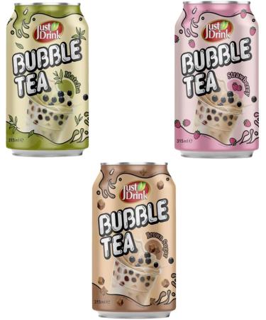 Just Drink Original Brown Sugar Strawberry Thai Tea Matcha & Taro Bubble Tea 315ml - Buy Online on SooperMarket.com