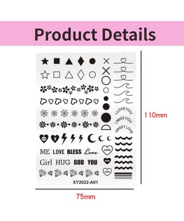 RUNRAYAY Nail Stamping Plate Fashion Flower Love Heart Geometric Multi-Pattern Nails Template Print Image Nail Art Decoration Tool - Buy Online on SooperMarket.com
