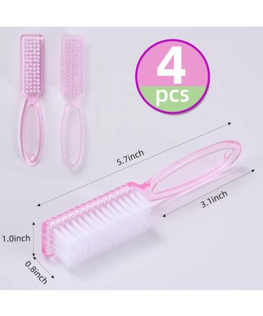 Yebeauty Nail Brush Fingernail Cleaner 4 Pack - Hand and Toe Scrubbing Brush for Pedicure - Clear Pink Plastic Nail Scrubber - Buy Online on SooperMarket.com
