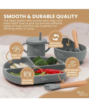 Yum Yum's Baby Weaning Set - 10pc Silicone Feeding Set with Suction Bowl, Spoon, Fork & Cup | Baby Gifts & Presents - Buy Online on SooperMarket.com