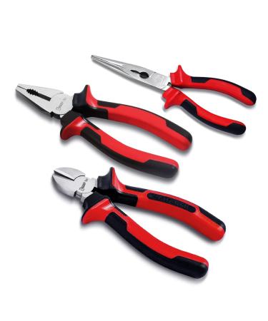 Sharp-tec Pliers Set 3Pcs 8" Wire Cutters and 8" Long Nose Pliers and 8" Combination Pliers UK Professional Tool Set 3Pcs Pliers Set