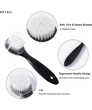 4 Pack Soft Bristle Facial Cleansing Brush with Lid - Gentle Exfoliating and Massage - Black - Buy Online on SooperMarket.com