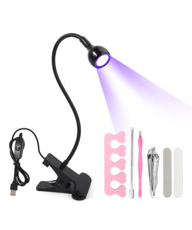 LIONVISON UV Nail Lamp LED Nail Lamp with 4 Adjustable Intensity for Nail Polish Curing 5W Rotatable UV Lamps for Gel Nails with Securing Clip Nail Lamp for Home DIY Salon Manicure (Black)