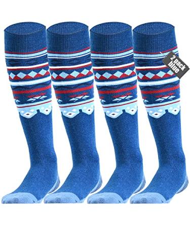FAYHIJUN Ski Socks Men Women Kids Merino Wool Thermal Warm Girls Boys Men Womens Snow Hunting Small Blue
