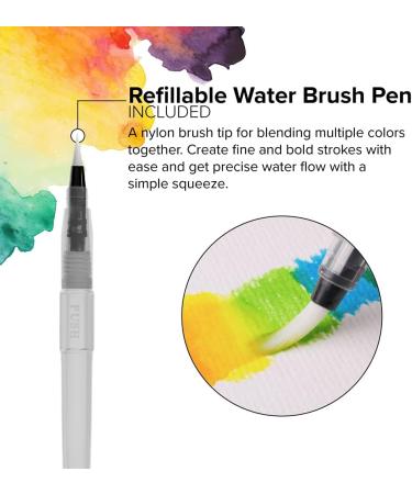 GenCrafts Watercolor Brush Pens Set - 20 Premium Colors with Real Brush Tips in No Mess Case - Washable & Non-toxic - Portable Painting Kit - Buy Online on SooperMarket.com