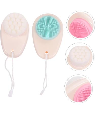 FRCOLOR Pack of 8 Double-Sided Facial Cleansing Brush Face Scrub Scrubber Silicone Facial Cleanser Handle Facial Brush Bathroom Accessories Painted - Buy Online on SooperMarket.com