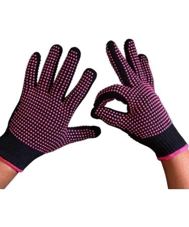 LEEQ 2 Pieces Heat Resistant Gloves Silicone Non-Slip Gloves for Hair Styling Curling Iron Fit All Hand Sizes (Rose red Silicone dots) - Buy Online on SooperMarket.com