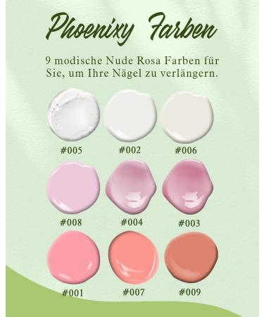 Phoenixy 9-Color Poly Nail Gel Kit - Nail Extension Starter Set with Manicure Tools | Perfect Gift for Women - Buy Online on SooperMarket.com