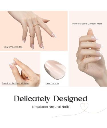Beetles Press On Short French False Nails - 30PCS White & Nude Full Cover Nails with Glue & Adhesive Tabs - Mini File Included - for Women & Girls - Buy Online on SooperMarket.com