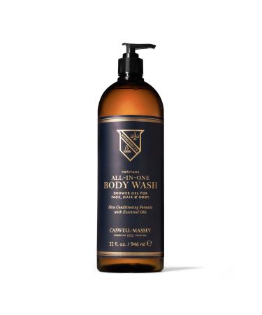 Caswell-Massey Shower Gel for Face Hair & Body - All in One Skin Conditioning Formula with Essential Oils - Heritage Collection - 32 Ounces Heritage 32 Fl Oz (Pack of 1)