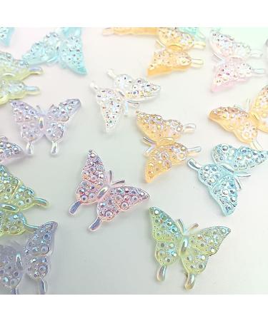 Dornail 50pcs 3D Butterfly Nail Charms for Acrylic Nails | Aurora Resin Butterfly Charms for Nail Art | Mixed Color Butterflies Rhinestones and Decorations - Buy Online on SooperMarket.com