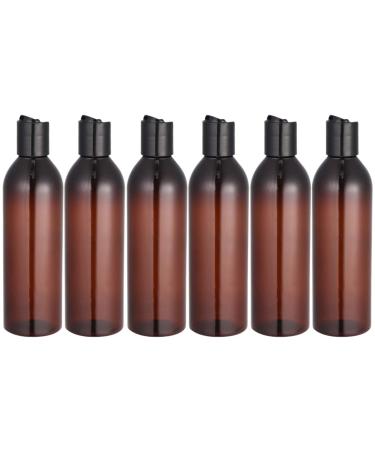 Minkissy Shampoo Dispenser 6pcs 250ml Portable Travel Bottles Plastic Refillable Bottles Plastic Squeeze Bottle with Disc Cap for Shampoo Lotion (Brown Bottle) Travel Size Toiletries