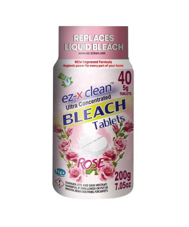 New and Improved Formula Ultra Concentrated Water Activated Bleach Tablets for Laundry and Multipurpose Cleaning. 40 Tablets 7.05 OZ Phosphate Free Replaces Liquid Bleach (Rose)