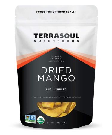 Terrasoul Superfoods Organic Dried Mango Slices 16 Oz - Naturally Sweet & Tart  No-Added Sugar  Healthy Prebiotic