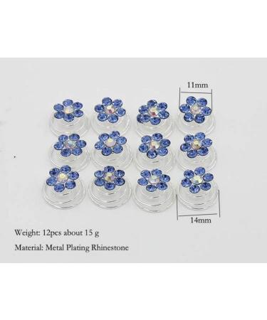 24PCS Rhinestone Flower Spiral Hair Pin - Crystal Twisters Coils Clips for Wedding Bridal Hair Accessory (Blue) - Buy Online on SooperMarket.com