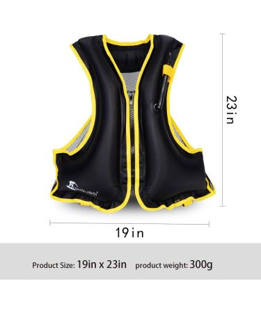 OMOUBOI Inflatable Snorkel Vest - Adult Swimming Jacket for Diving, Surfing & Water Sports (Black, 90-220lbs) - Buy Online on SooperMarket.com