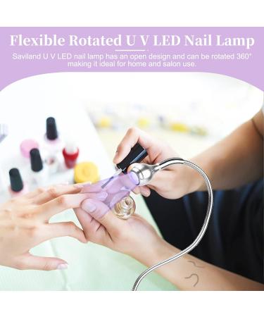 Saviland UV Lamp for Gel Nails - Flexible Mini LED Nail Dryer with Clip | Rotatable 3W Nail Art Lamp for Perfect Gel Hardening - Buy Online on SooperMarket.com
