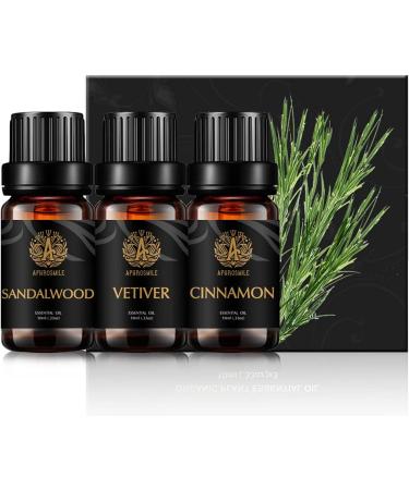 Therapeutic-Grade Aromatherapy Essential Oils Set Sandalwood Cinnamon Vetiver Essential Oils Set 100% Pure Aromatherapy Essential Oils Kit for Diffuser Massage Humidifier 3x10ml - Buy Online on SooperMarket.com
