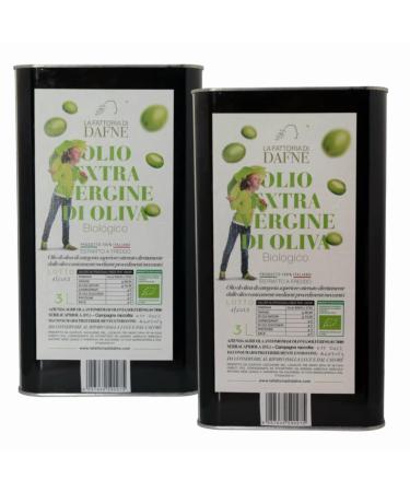 Organic extra virgin olive oil cold-pressed Evo oil Pack 2 cans of 3 liters