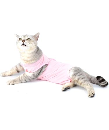 Ranphy Cat Recovery Suit for Abdominal Wounds or Skin Diseases Soft Cotton Surgical Recovery Shirt Breathable E-Collar Alternative After Surgery Home Indoor Anti Licking Clothes Pink M M(Chest:34cm Back:25cm Neck:24cm) pink - Buy Online on SooperMarket.com