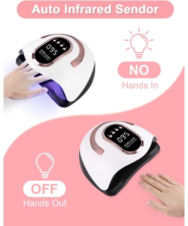 FAKZE NAGELROCKNER LAMP 180W - UV LED Nail Lamp for Shellac & Gel Polish | Digital Display 66 LEDs Timer (10/30/60/99S) | X10 Rose Gold | International Shipping Available - Buy Online on SooperMarket.com