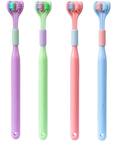 Buy 4PC Manual Toothbrush Set - 3 Page Bristle Path for Complete Dental Care - International Shipping - Buy Online on SooperMarket.com