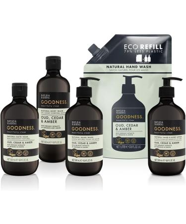 Baylis & Harding Goodness Oud Cedar & Amber Hand Wash 1 Litre Pouch Refill (Pack of 4) - Vegan Friendly 1 l (Pack of 4) Oud Cedar & Amber Refill - Buy Online on SooperMarket.com