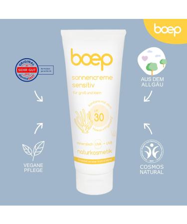Boep Sunscreen Sensitive LSF30 | Mineral Sun Protection for Babies Children & Adults | Perfume-Free Zinc Oxide UV Filter | Vegan Natural Cosmetics (100ml) - Buy Online on SooperMarket.com