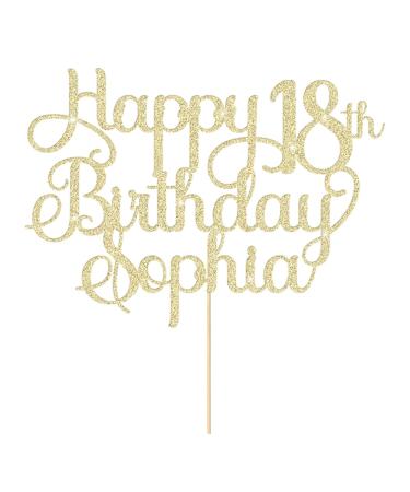 Personalised Happy Birthday Cake Topper 18th Birthday Cake Topper Cake Decorations Custom Glitter Cake Toppers with Any Age & Name for 18th 21st 30th 40th 50th 60th(Champagne Gold)