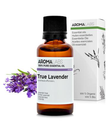 Organic True Lavender Essential Oil - 30ml - 100% Pure Ecocert Certified Organic - Best Therapeutic Grade Essential Oil - AROMA LABS True Lavender 30ml
